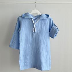 Туніка муслінова з капюшоном  "Блакитна" Plamka (Poland)