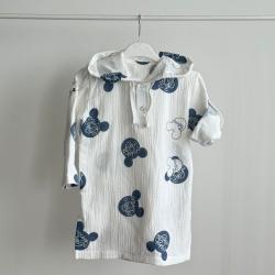 Туніка муслінова з капюшоном  "Міккі на білому" Plamka (Poland)