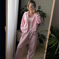 Дорослий спортивний костюм  зіп худі без капюшона та банани "Рожевий" Plamka (Poland)