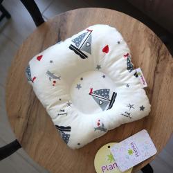 Ортопедическая двусторонняя подушка для новорожденных  "Кораблики" серые,  Plamka (Poland)