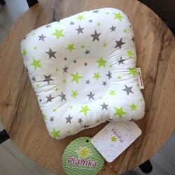 Ортопедическая двусторонняя подушка для новорожденных  "Звездочки" серо-салатовые, Plamka (Poland)