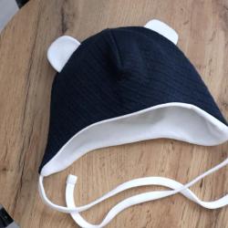 Cтьогана  демі шапочка на бавовняній підкладці  "Teddy Bear" navy blue Plamka (Poland)