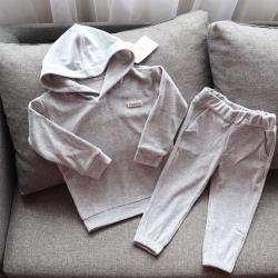 Спортивний костюм велюровий з капюшоном  "Світло сірий" Plamka (Poland)