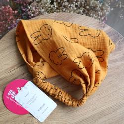 Косинка-бандана муслінова Plamka, зайчики гірчиця