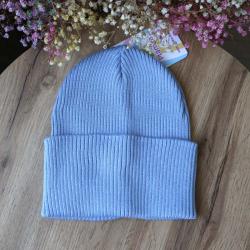 Шапочка в'язана демі Classic One Size "Plamka" василькова (Poland)