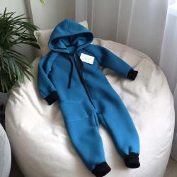 Ромпер з начісом, з капюшоном  "Jumpsuits" морська хвиля  Plamka (Poland)