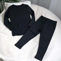 Набір  термобілизни трикотажний з начісом "Чорний" Plamka (Poland)