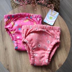 Набір з 2 шт тренувальних трусиків із 6 шарів мусліну  "Plamka",  hello та what team