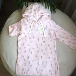 Туніка муслінова з капюшоном  "Гілочка на рожевому" Plamka (Poland)
