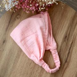 Косинка-бандана муслінова Plamka,  зірки на рожевому