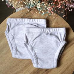 Набір з 2 шт дихаючих тренувальних трусиків (трансферлі) із 6 шарів мусліну  "Plamka",  капучіно меланж 2 шт