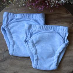 Набір з 2 шт дихаючих тренувальних трусиків (трансферлі) із 6 шарів мусліну  "Plamka",  блакитний меланж 2 шт
