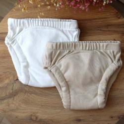 Набір з 2 шт дихаючих тренувальних трусиків (трансферлі) із 6 шарів мусліну  "Plamka",  пісочний та молочний