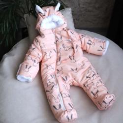 Зимовий комбінезон  "SWEET HEART" , Зайченя персик 3,6,9,12м, от 0 до -30 Plamka (Poland)