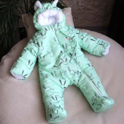 Зимовий комбінезон  "SWEET HEART" Зайченя м'ята, 3,6,9,12м, от 0 до -30 Plamka (Poland)