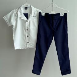 Комплект 2в1: сорочка й штани, білий і синій Hola Kids (Туреччина)