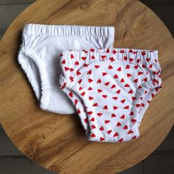 Набір з 2 шт тренувальних трусиків із 6 шарів мусліну  "Plamka",  сердечка та білосніжні
