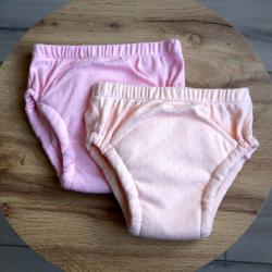 Набір з 2 шт дихаючих тренувальних трусиків із 6 шарів мусліну  "Plamka",  рожевий та персик