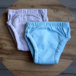 Набір з 2 шт дихаючих тренувальних трусиків із 6 шарів мусліну  "Plamka",  блакитний та капучино